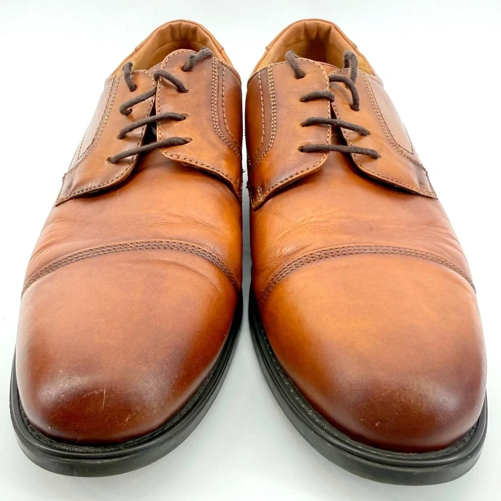 Florsheim Midtown Oxford Men 9.5D Cognac Brown Leather Cap Toe Comfortech Ortho